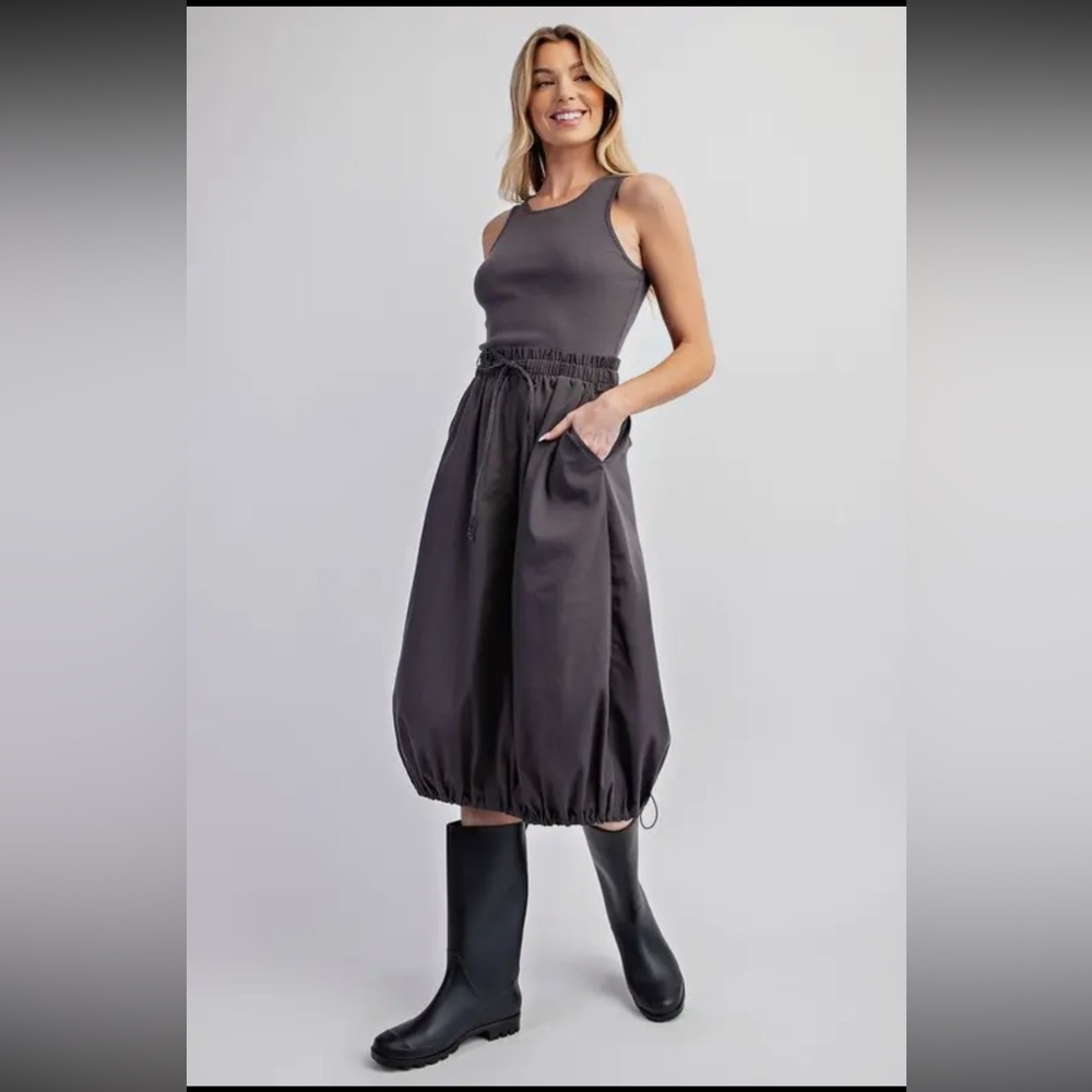 Heyson Charcoal Tank Top Utility Dress - Picture 2 of 9